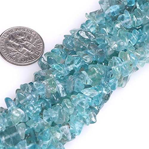 HAAMIIQII 4-6mm Natural Apatite Chip Beads Irregular Chip Stones Loose Gemstone Beads for Jewelry Making Strand 30 Inch - color: Apatite