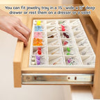 2 Pcs 24 Grid Stackable Jewelry Organizer Tray with Removable Dividers Ice Velvet Jewelry Display Showcase Tray for Necklace Earring Ring Bracelet Holder(Beige Velvet) - color: Beige Velvet