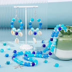 PH PandaHall 720pcs 8mm Blue Beads for Jewelry Making Glass Beads 24 Color Bracelet Bead Round Craft Loose Bead for Bracelets Necklaces Earring Summer Hawaii Boho Heshi Surfer Wave Jewelry Making - color: Blue