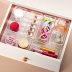 6Pcs Clear Plastic Drawer Organizers Tray 6" x 3" Storage Bins with 25Pcs Non-slip Pads for Makeup, Jewelries, Kitchen Utensils, Bathroom and Office - size: 6"x3"