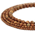 RUBYCA Natural Woodgrain Jasper Gemstone Round Loose Beads for DIY Jewelry Making 1 Strand - 4mm - color: Woodgrain Jasper, size: 4 MM