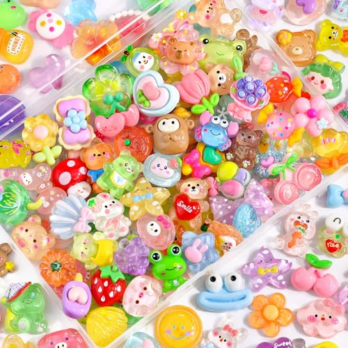 100PCS Slime Charms Jelly Cute Flatback Resin Charms For Slime, Glitzest Random Kawaii Decoden Charm for Embellishments Case Bulk, Decorative charms for mobile phones Crafting & DIY Decor (Multicolor) - color: Mixed Colors-100Pcs