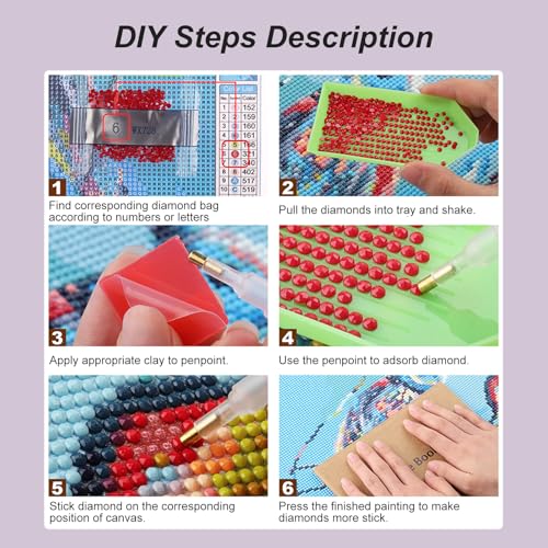 Domnpes Purple Dragon Diamond Art Kits for Adults, 5D Diamond Painting Kits for Beginners, DIY Round Full Drill Bead Craft for Home Wall Decor Gift 11.8x11.8 inch