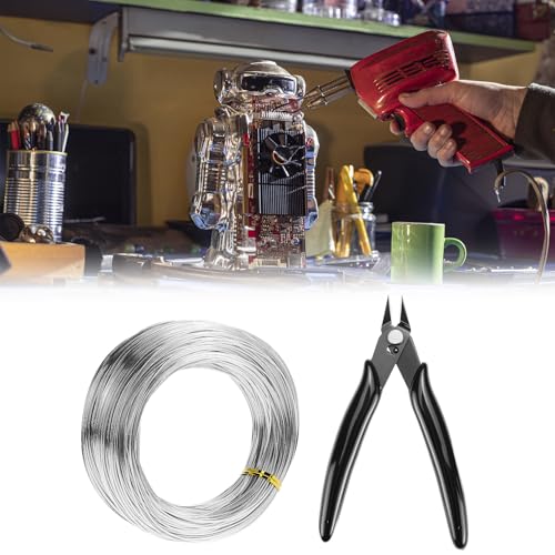 QWORK Bendable Craft Aluminum Wire 18 Gauge 328 FT, Sculpting Wire with Cutter