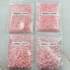 1800pcs Acrylic Faceted Round Beads 4mm 6mm 8mm 10mm AB Colors Glossy Acrylic Round Spacer Beads with Hole for DIY Bracelet Necklace Jewelry Making Supplies Handmade Craft(Light Pink AB) - color: Light Pink AB