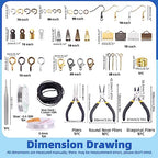Glarks 1468Pcs Jewelry Making Supplies Kit with Pliers, Findings, Beading String for Repair, Making and Beading - size: 1468pcs