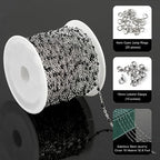 UMAOKANG 10 Meters Stainless Steel Jewelry Chain for Jewelry Making Black Enamel Bead Cable Chain Roll with Open Jump Rings and Lobster Clasps - color: Black Bead-Steel