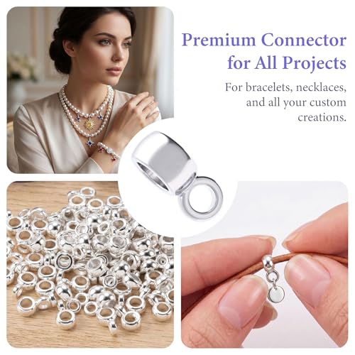 Joez Wonderful Links Bail Beads, Hypoallergenic Alloy Column Spacer Beads - color: Silver