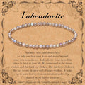 BONNY BOXX Natural Genuine Gemstone Faceted Round Beads Bracelets, 3mm Adjustable Stretchy Tiny Faceted Black Tourmaline Bracelet, Healing Crystal Reiki Chakra Dainty Jewelry Fashion Gifts - color: Labradorite