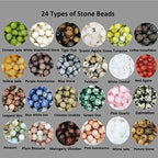 1200pcs 6mm Natural Round Stone Beads Real Gemstone Beading Loose Gemstone Hole Size 1mm DIY Smooth Beads for Bracelet Necklace Earrings Jewelry Making,Box Packed(24 Material -B,6mm) - color: 24 material -B,6mm, size: 6mm