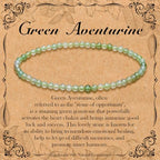 BONNY BOXX Natural Genuine Gemstone Faceted Round Beads Bracelets, 3mm Adjustable Stretchy Tiny Faceted Black Tourmaline Bracelet, Healing Crystal Reiki Chakra Dainty Jewelry Fashion Gifts - color: Green Aventurine