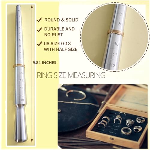Ring Sizer Measuring Tool Ring Sizing Kit Ring Size Measurer Metal Jewelry Ring Mandrel and Mallet Finger Ring Shaper to Fix Bent Rings Fixer Reshaper Tool (10-Ring Size Shaper Tool) - color: 10-RING SIZE SHAPER TOOL