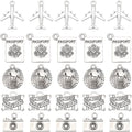 SUNNYCLUE 1 Box 80Pcs 5 Styles Alloy Travel Charms Passport Charms Bulk Tibetan Silver Retro Metal Airplane Camera Map Suitcase Pendants for Jewelry Making Supplies DIY Necklace Bracelet Earring