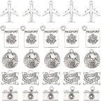 SUNNYCLUE 1 Box 80Pcs 5 Styles Alloy Travel Charms Passport Charms Bulk Tibetan Silver Retro Metal Airplane Camera Map Suitcase Pendants for Jewelry Making Supplies DIY Necklace Bracelet Earring