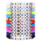 Friendship Bracelets Boho Stackable Bracelets for Women Surfer Heishi Clay Bead Bracelets Stretch Preppy Bracelets Colorful Boho Bracelets for Women - color: BE KIND