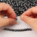 1000pcs Black Mixed Round Acrylic Letter Beads 4x7mm White Alphabet Number Beads for Jewelry Making and DIY Bracelets - color: Black/White Letter&Number, size: 4x7mm