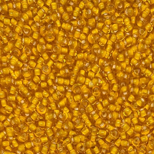 Czech 8/0 Silver Lined Glass Seed Beads 20 Grams 800 Pcs Multi Colors (Dark Yellow) - color: Dark Yellow