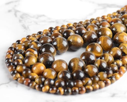4mm 200pcs Natural Stone Round Beads Tiger Eye Genuine Stone Beading Loose Gemstone DIY Charm Smooth Beads for Bracelets Necklaces Earrings Hole Size 1mm (Tiger Eye 4mm) - color: Tiger Eye, size: 4mm