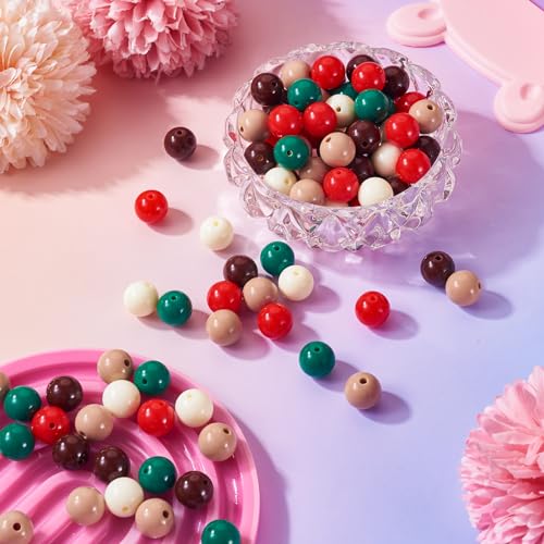 100 Pcs 11.5-12mm Bubblegum Beads Opaque Acrylic Chunky Loose Spacer Round Focal Beads for Jewelry Making Bracelet Necklace Keychain Craft Art Making,Hole:1.8mm,Antique White - color: Antique White