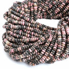 150PCS 2x4mm Natural Black Lace Rhodonite Rondelle Beads Abacus Disk Stone Beads Round Loose Spacer Gemstone Beads for DIY Bracelet Necklace Jewelry Making - color: Black Lace Rhodonite, size: 2x4mm Abacus Disk
