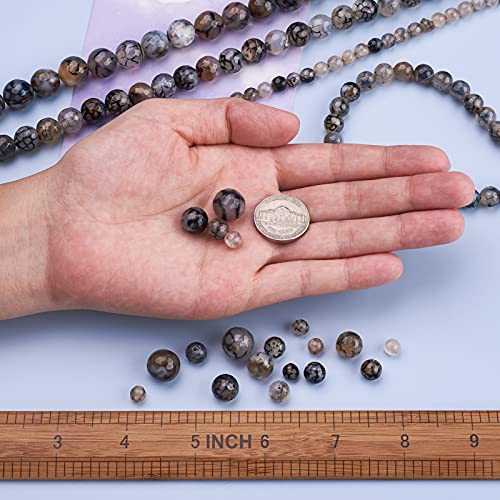 Cheriswelry 177pcs 6-12mm Round Natural Dragon Veins Agate Beads Loose Spacer Ball Beads 1mm Hole Gemstone Crafting Beads for DIY Earring Bracelet Necklace Jewelry Making - color: Natural Dragon Veins Agate