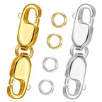 Bracelet Extender Double Lobster Clasp 925 Sterling Silver and Gold Pleted Necklace Clasps and Closures for DIY - color: 1Silver1Gold, size: 0.98 x 0.16 inch