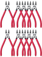 Wire Cutters 10 Pack, 6" Dykes Cutteres, HOUSERAN Wire Snips with Non-slip Red Handle, Side Cutter, With Spring Loaded, Flush-Cutter for Artificial Flowers, Crafts, Zip Tie - color: Red