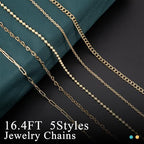 HUISUYTON 16.4 FT Gold Chain for Jewelry Making, Jewelry Making Chains Kit with Jump Rings/Lobster Clasps/Connectors/Charms/Pliers, Stainless Steel Necklace Chains for DIY Craft - color: Gold-16.4Ft+Pendants