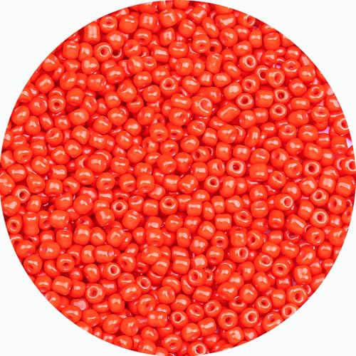 8/0 Glass Seed Beads Bulk, Orange 3mm Tiny Round Craft Seed Bead, Small Mini Pony Beads for Jewelry Making Bracelet Necklace Wrist Beading Weaving Supplies, 2500pcs - color: Orange
