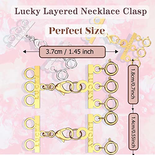 Dailyacc Lucky Necklace Layering Clasp 18K Gold and Silver Multi Strand Clasps for Stackable Necklaces - color: 2Pcs Clasp 2 + 3 Gold