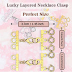 Dailyacc Lucky Necklace Layering Clasp 18K Gold and Silver Multi Strand Clasps for Stackable Necklaces - color: 2Pcs Clasp 2 + 3 Gold