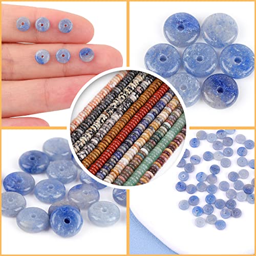 GEM-Inside 2x6mm Natural Blue Aventurine Jade Semi-Gemstone Heishi Disc Rondelle Spacer Beads for Jewelry Making Full 15" Strand Energy Stone Healing Power Crystal - color: Blue Aventurine Jade