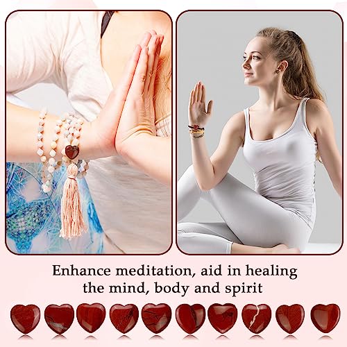 Gerrii 50 Pcs Heart Healing Stone Bulk Quartz Heart Inspirational Stones Gift for Women Love Pocket Polished Natural Energy Balancing Meditation 0.8 Inch(Red) - color: Red