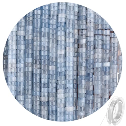 300pcs Natural Blue Aquamarine Heishi Spacer Beads 2x4mm Genuine Real Disc Stone Beading DIY Charm Smooth Loose Gemstone Beads for Jewelry Making Bracelets Necklaces Earrings Crafts - color: Blue Aquamarine