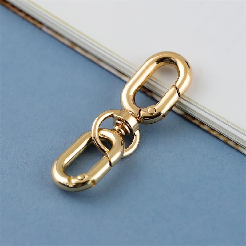 2 PCS Swivel Lobster Claw Clasp, Metal Snap Hooks, Double Opening Key Chain Clip for Bag Car Keychain Making Purse Straps - color: Gold