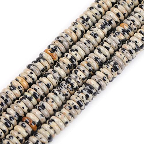 JOE FOREMAN 2x6mm Natural Dalmatian Dalmation Jasper Stone Heishi Disc Rondelle Spacer Beads for Jewelry Making Full 15" Strand Energy Stone Healing Power Crystal - color: Dalmatian Dalmation Jasper