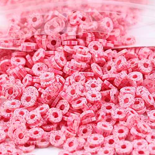2000pcs Multicolored Rose Red Clay Beads for Bracelets Making, Flat Round Polymer Clay Beads 6mm Spacer Heishi Beads for Jewelry Making Earring Bracelets Necklace - color: Multicolored Rose Red 25