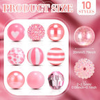 Ferreve 20 Pcs Chunky Bubblegum Beads 20mm Focal Pen Large Rhinestone Pearl Beads for DIY Beadable Pen School Jewelry Making Keychain Craft Making(Pink) - color: Pink