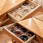 6 Pcs Large Clear Plastic Drawer Organizers Tray 6" x 6" Storage Bins with 25 Pcs Non-Slip Pads for Makeup, Jewelries, Kitchen Utensils, Bathroom and Office - size: 6"x6"