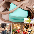 Neveika Portable Travel Mini Jewelry Box Leather Jewellery Ring Organizer Case Storage Gift Box Girls Women (blue). - color: blue