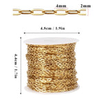 33FT Gold Paperclip Chain Jewelry 2MM 18K Gold PVD Plated Stainless Steel Paperclip Link Chain Roll Bulk for Jewelry Making - color: 2mm gold