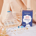 SUNNYCLUE 1 Box DIY 8 Pairs Blue Moon Earrings Making Starter Kit Including Moon Geometric Linking Connector Charms Teardrop Flower Beads Earring Findings for Women Earring Making Crafts