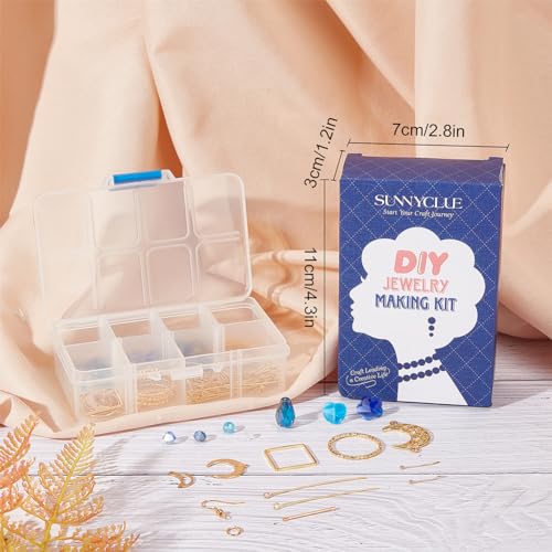 SUNNYCLUE 1 Box DIY 8 Pairs Blue Moon Earrings Making Starter Kit Including Moon Geometric Linking Connector Charms Teardrop Flower Beads Earring Findings for Women Earring Making Crafts