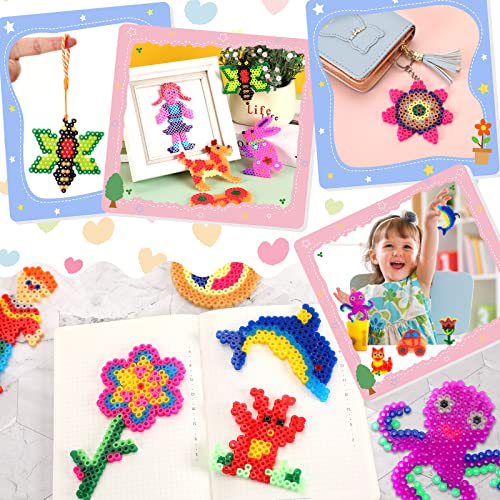 20 Pieces 5mm Fuse Beads Pegboards Clear Animal Shape Plastic Pegboards Craft Tray with 20 Pieces Colorful Cards for Kids DIY Craft Beads (Pack of 2) - size: zzzz-s (Pack of 2)