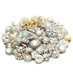 10PCs Mixed Style Rhinestones Snaps Jewelry Charms Buttons 18/20mm for Interchangeable Snaps Jewelry Making Women DIY Button Bracelets Necklaces Rings Brooch Accessories (White) - color: White