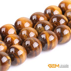 GEM-Inside Natural 16mm Large Tiger Eye Gemstone Loose Beads Round Crystal Energy Stone Power for Jewelry Making 15'' - color: Yellow Tiger Eye, size: 16mm