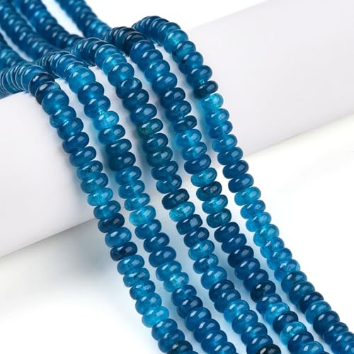 1 Strand Natural White Jade Rondelle Beads Strands Dyed Gemstone Beads Spacers for Jewelry Making Bracelets Necklace DIY Crafts 4.5x2.5~3mm 14.5" About 142~148pcs/strand Steel Blue - color: Steel Blue