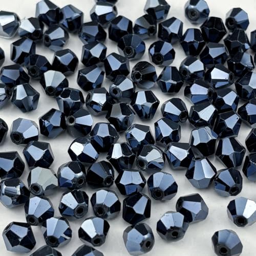 100pcs 8mm Bicone Crystal Glass Beads Faceted Bicone Crystal Beads Bulk Glass Spacer Beads for Bracelets Necklace Pendants Earrings DIY Jewelry Craft Making(Black) - color: Black, size: 8mm
