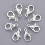 HDSupplies 100 Pieces - Lobster Clasps - Bright Silver Tone - 10x6mm w/ 1mm Hole - color: Bright Silver Tone, size: 10x6mm