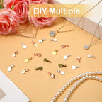 salbsever 100 PCS Jewelry Bails for Jewelry Making Glue on Bails Round Flat Pad Metal Pendant Connectors Golden Silver Bronze Rose Gold for Necklace Bracelet DIY Crafts